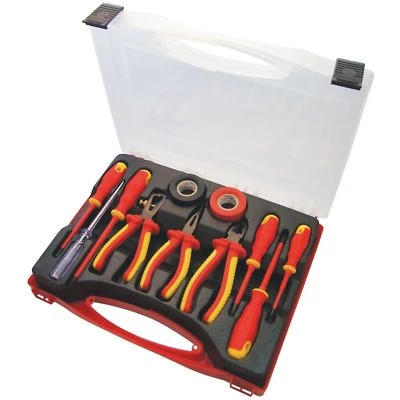 £24.99 • Buy 11pc Electric Electricians 1000v Ac 1500v Dc Screwdriver Pliers Tape + Case 37