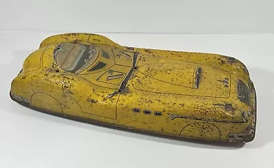 Marx Falcon Friction Powered Tin Car Classic Litho Graphics Yellow 1950s Huge • $56.25