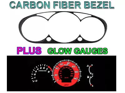 COMBO - RED Glow Carbon Fiber Gauge + Bezel For 02-05 Honda Civic Si EP3 JDM • $74.95