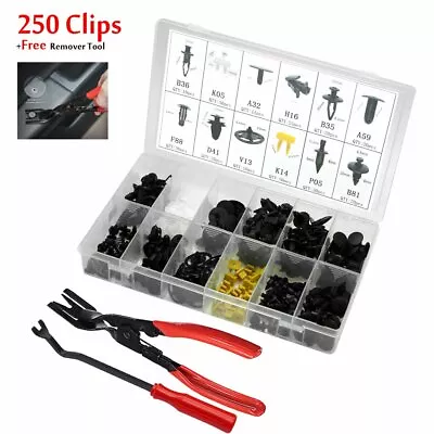 250 Clips Fits For Nissan Door Fender Bumper Retainer Rivet Fastener Kit+2 Tools • $33.58