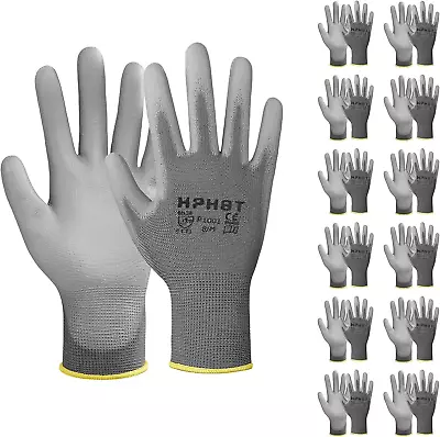 PU Coated Safety Work Gloves 12 Pairs Work Gloves Mechanic Working Seamless Kni • $16.24