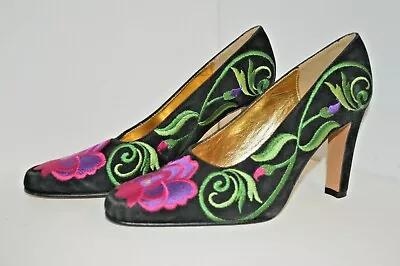 $124.98 • Buy ZALO Shoes NEW VINTAGE Leather Sole HAndmade SPAIN Women SZ 9M Floral EMBROIDER