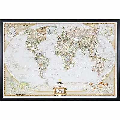 Craig Frames Executive World Push Pin Travel Map With Pins - 24 X 36 • $142.99