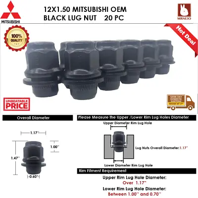 20pc Mitsubishi Lancer/mirage 12x1.5 Black Mag Seat/flat Lug Nut Fit Stock Wheel • $19.99