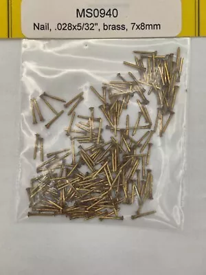 Model Shipways MS 0940 NAILS  .028 X 5/16  Brass 7 X 8mm • $6.49