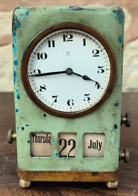 Original Rare Industrial Style Antique HAC Day Date Desk Clock 1900 Solid Cased • £722.83