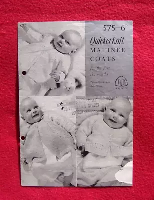 Baby Matinee Coat~ First 6 Months  ~ Vintage Quickerknit Patons Knitting Booklet • £2.50