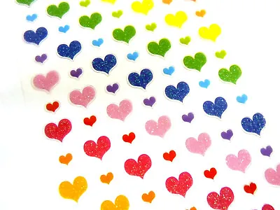Small Coloured Heart Stickers Kids Labels For Craft Decoration Card-Making PVC13 • £2.95