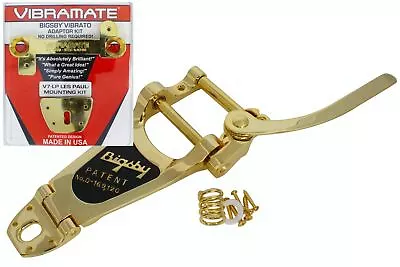 Bigsby B7 & Vibramate V7 -LP Vibrato Tremolo Tailpiece Mounting Kit Gold Plated • $319.99