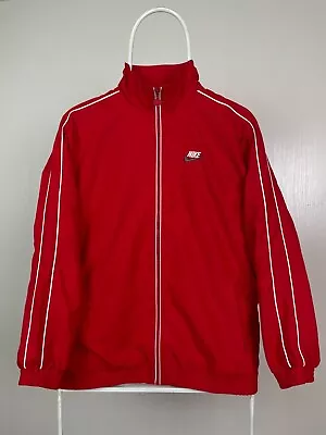 Authentic NIKE Track Jacket Full Zip Up With Big Back Logo Red Size S • $0.99