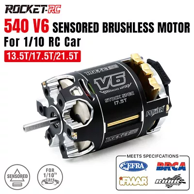 ROCKETRC 540-V6 High Conductivity Brushless Sensored Motor For 1:10 RC Car • £83.54