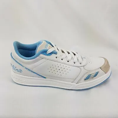 Reebok RBK G Unit Rare Leather Womens Sz US 4 EUR 19.5 White Baby Blue Sneakers • $50