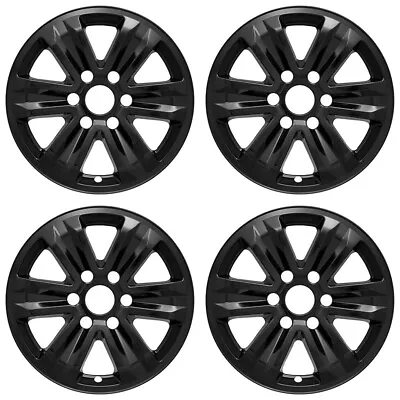 4 Black 17  Alloy Wheel Skins Full Covers Hub Caps For 2015-2020 Ford F150 XLT • $100.95