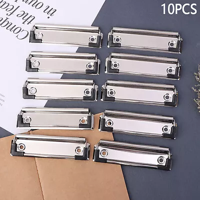 10pcs Clipboard Clips Mountable Metal Clip Spring-Loaded File Folder Clamps • £7.31