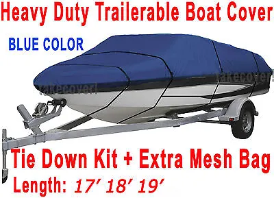 $104.92 • Buy Bass Tracker V-nose Trailerable Boat Cover All Weather Brand New Blue Color NEW