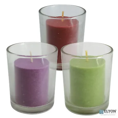 18 Assorted Colored Unscented Wax Votive Candle In Glass Holder 24 Hr Burn Time • $31.40