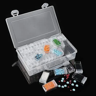 64 Pot Diamond Painting Storage Boxes Bead Organiser Tray Beads Embroidery Case • £7.99