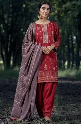 Lakhany 3 Piece Unstitched Embroidered Pashmina Suit DEW-6023-B • £29.99