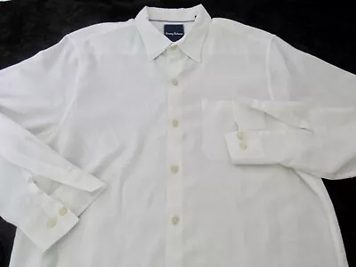 Tommy Bahama Relax Mens Size L White Linen Blend Casual Pocket Shirt • $16.99