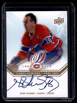 2008-09 Upper Deck Montreal Canadiens Centennial Habs INKS Henri Richard Auto • $145.39