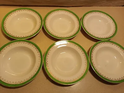 Washington Pottery Hanley England Green And Gold 6 Nine Inch Bowls • £20