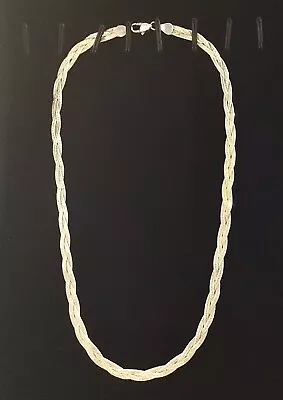 Sterling Silver 925 Vior (signed) Woven Herringbone Chain Necklace 16”-8.9 Grams • $32.99