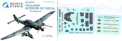 $12.99 • Buy Quinta Studios 1/48 JUNKERS Ju-87D/G STUKA DECAL COLORED INTERIOR SET Hasegawa
