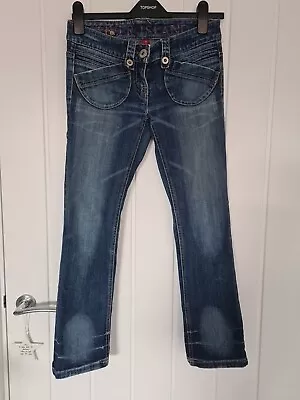 River Island Size 10 Low Rise 7/8 Denim Distressed Blue Jeans • £9.99