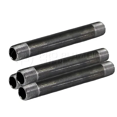 7 In-12  Black Steel Nipple Threaded Pre Cut Pipe Connectors 1/8'' D 4 Pack/Long • $8.51