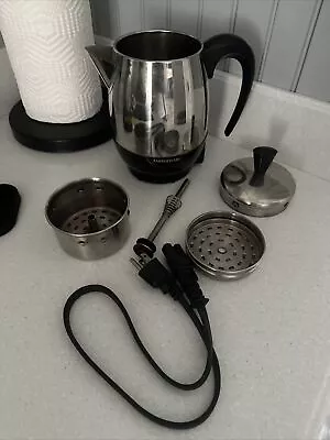 Farberware 2-4 Cup Coffee Percolator Chrome/Black FCP240A Stainless Tested Clean • $17.99
