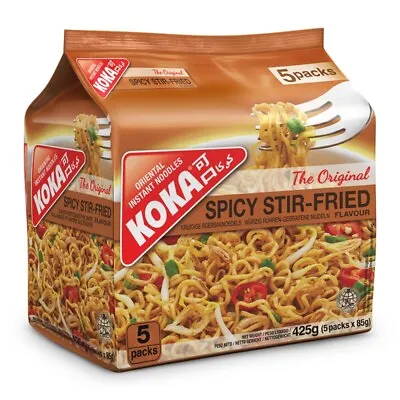 Koka Spicy Stir-Fried Flavour  Oriental Style Instant Noodles 85g Pack Of 5 • £6.98