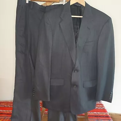 Vintage Burberry Men's Suit 44L Gray Pinstripe 100% Wool Chest 46 Pants 36x32 • $64.99