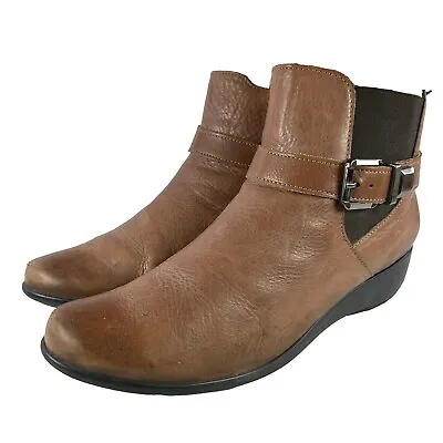 Mephisto Stephania Women's Air Relax Booties US 8 Brown Leather Ankle Wedge Boot • $49.20