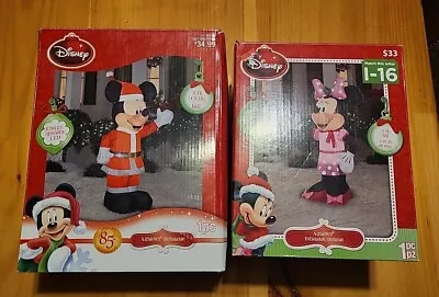 Disney Minnie Mouse & Mickey SANTA 5 Ft Tall Airblown Inflatable Christmas LED  • $130