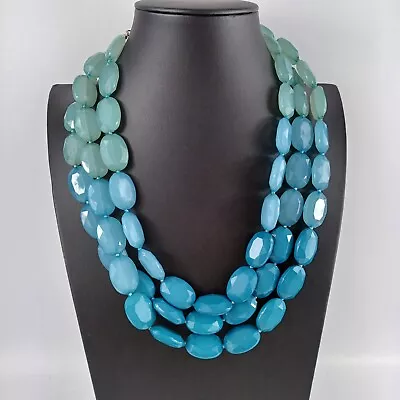 £9.99 • Buy M&S Blue Green Ombre Necklace Chunky Bead Statement Jewellery Boho Hippie