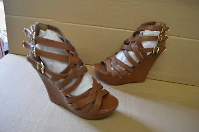 New Without Box Madden Girl Women's Gabriella Cognac Platform Wedges • $32.99