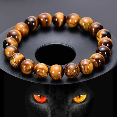 Tiger Eye Bracelet For Men Women Handmade Natural Stone Tiger Eye Beads Bracelet • $5.13