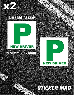 £2.01 • Buy X2 P PLATE Stickers Vinyl - DVLA Legal Size - New Drivers Self Adhesive SAFETY