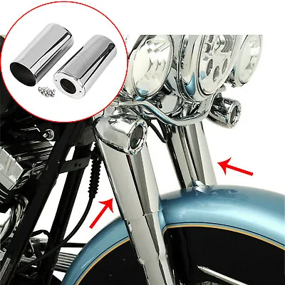 $38.98 • Buy Chrome Fork Slider Cover For Harley Electra Road Glide Heritage Softail Classic