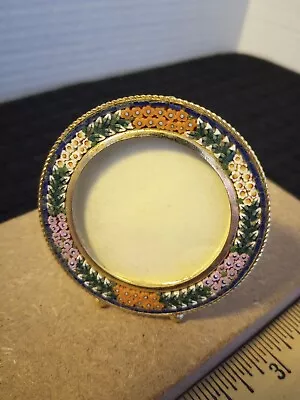 Micro-mosaic Round Picture Frame Easel Back Italy • $35