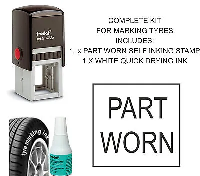 Part Worn Tyre Marking Kit Self Inking Rubber Stamp & Ink - Car Tyres (677314) • £20.95