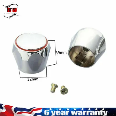 2x Replacement Hot & Cold Tap Top Head Covers Chrome Plated Bathroom Red&Blue Uk • £5.57
