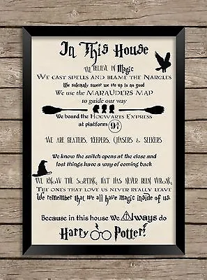 £5.99 • Buy Harry Potter A4 PRINT Our Home House Quote Wall Art Saying Picture