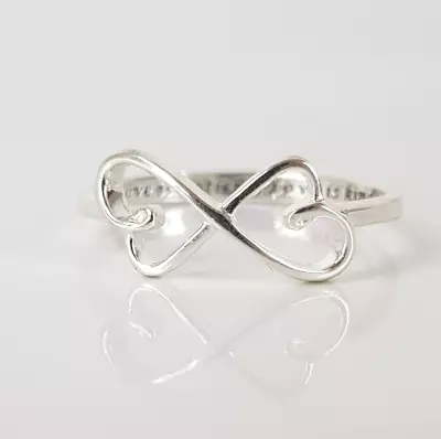 Vintage Sterling Infinity Heart Silver Ring Band Size Q Twist Minimalist 925 • $11.56