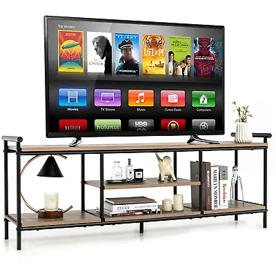 $124.90 • Buy Giantex TV Cabinet Entertainment Unit Industrial Wooden Storage Shelf Wide 134cm