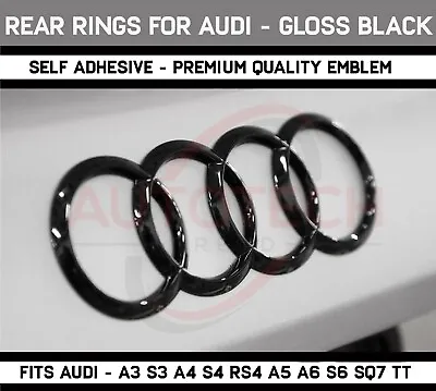 $14.99 • Buy AUDI Gloss Black Rear Trunk Lid Rings Badge Logo Emblem For A1 A3 A4 S4 A5 S6 A6