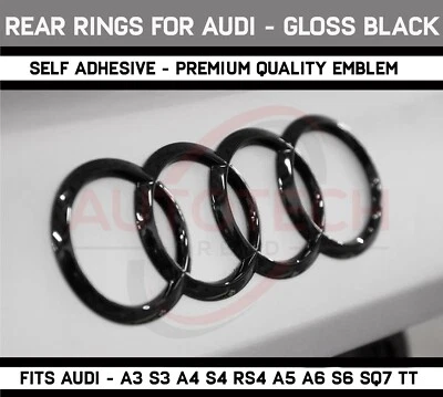 $14.99 • Buy AUDI Gloss Black Rear Trunk Lid Rings Badge Logo Emblem For A1 A3 A4 S4 A5 S6 A6