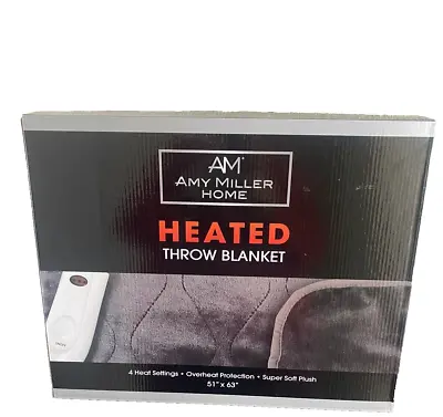 NEW IN BOX AMY MILLER Heated Throw Blanket 51 X63  4 Settings • $26.39