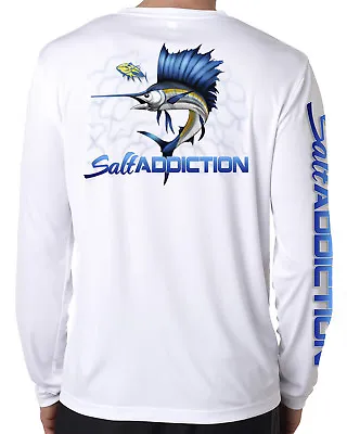 Salt Addiction T Shirt Saltwater Microfiber Fishing Long Sleeve 50+ Uv Life • $28.49