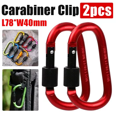 £4.79 • Buy 78×40mm Aluminum Heavy Duty Carabiner Clip Hook D-Ring Screw Lock Rock Climbing